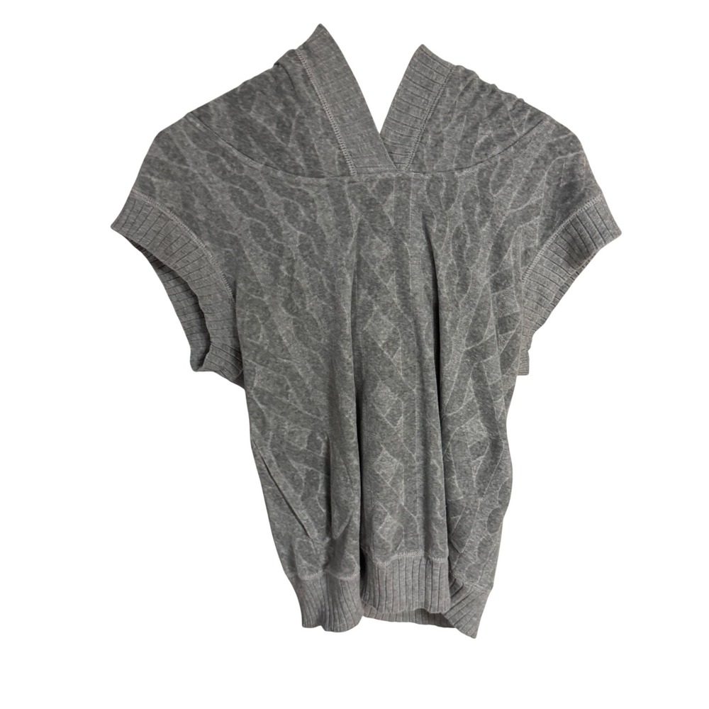 Juicy Couture Gray Velour Cable Knit Embossed Short Sleeve Hoodie M